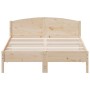 Bed frame with solid pine wood headboard 160x200 cm by , Beds and slatted bases - Ref: Foro24-3216194, Price: 172,63 €, Disco...