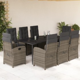 Garden dining set 9 pieces and gray synthetic rattan cushions by , Garden sets - Ref: Foro24-3212359, Price: 1,00 €, Discount: %