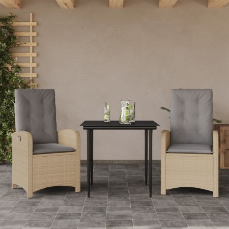 3-teiliges Garten-Esszimmerset mit Kissen synthetisches Rattan beige von , Gartensets - Ref: Foro24-3212390, Preis: 365,99 €,...