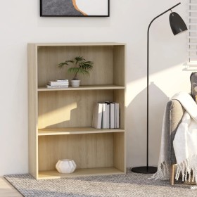 3-level oak plywood bookshelf 80x30x114cm by , Bookcases and shelves - Ref: Foro24-801011, Price: 86,99 €, Discount: %