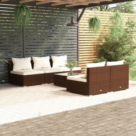 Garden furniture set 6 pieces with brown synthetic rattan cushions by , Garden sets - Ref: Foro24-3101450, Price: 373,99 €, D...