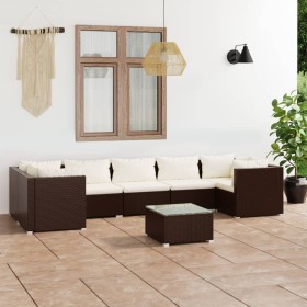 8-teiliges Gartenmöbel-Set und Kissen synthetisches Rattan braun von , Gartensets - Ref: Foro24-3101962, Preis: 545,99 €, Rab...