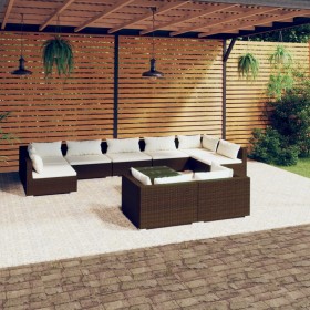 Garden furniture set 10 pieces and brown synthetic rattan cushions by , Garden sets - Ref: Foro24-3102066, Price: 771,99 €, D...