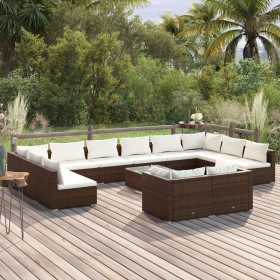 Set muebles de jardín 13 pzas y cojines ratán sintético marrón de , Conjuntos de jardín - Ref: Foro24-3102098, Precio: 1,00 €...