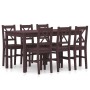 7-piece dark brown pine wood dining set by vidaXL, Furniture sets for kitchens and dining rooms - Ref: Foro24-283377, Price: ...