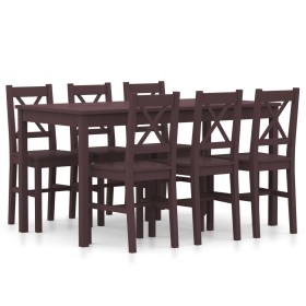 Conjunto de comedor 7 piezas madera de pino marrón oscuro de vidaXL, muebles para cocinas y comedores - Ref: Foro24-283377, P...