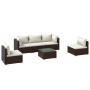 Set muebles de jardín 6 piezas y cojines ratán sintético marrón de , Conjuntos de jardín - Ref: Foro24-3102194, Precio: 406,9...