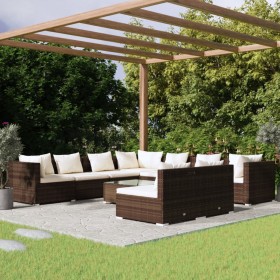 Garden furniture set 10 pieces and brown synthetic rattan cushions by , Garden sets - Ref: Foro24-3102426, Price: 678,99 €, D...