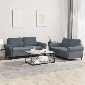 Two-piece dark gray velvet sofa set with cushions by , Sofas - Ref: Foro24-3202211, Price: 510,99 €, Discount: %