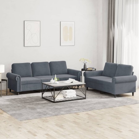 Two-piece dark gray velvet sofa set with cushions by , Sofas - Ref: Foro24-3202251, Price: 575,99 €, Discount: %