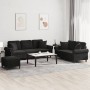 Sofagarnitur mit 3 Stück schwarzen Samtkissen von , Sofas - Ref: Foro24-3202285, Preis: 622,09 €, Rabatt: %