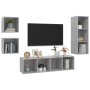 Set de muebles de salón 4 pzas madera ingeniería gris hormigón de , Muebles TV - Ref: Foro24-3079776, Precio: 148,44 €, Descu...