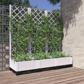 Jardinera con enrejado PP blanco 120x40x121,5 cm de , Maceteros y jardineras - Ref: Foro24-153283, Precio: 79,99 €, Descuento: %