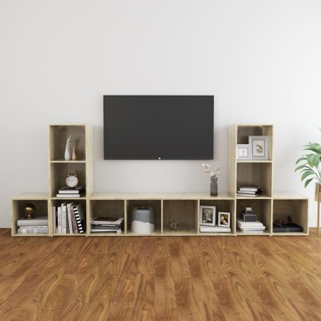 Living room furniture 5 pieces engineered wood Sonoma oak by , TV Furniture - Ref: Foro24-3080000, Price: 169,27 €, Discount: %