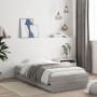 Sonoma gray engineered wood bed with drawers 75x190 cm by , Beds and slatted bases - Ref: Foro24-3207334, Price: 140,99 €, Di...