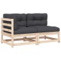 2-Sitzer-Gartensofa mit Kissen aus massivem Zirbenholz von , Modulare Sofas für den Außenbereich - Ref: Foro24-838117, Preis:...