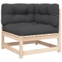 2-Sitzer-Gartensofa mit Kissen aus massivem Zirbenholz von , Modulare Sofas für den Außenbereich - Ref: Foro24-838117, Preis:...