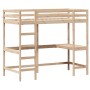 Loft bed with solid pine wood desk 100x200 cm by , Beds and slatted bases - Ref: Foro24-842846, Price: 211,99 €, Discount: %