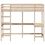 Loft bed with solid pine wood desk 100x200 cm by , Beds and slatted bases - Ref: Foro24-842846, Price: 211,99 €, Discount: %