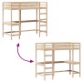 Loft bed with solid pine wood desk 100x200 cm by , Beds and slatted bases - Ref: Foro24-842846, Price: 211,99 €, Discount: %