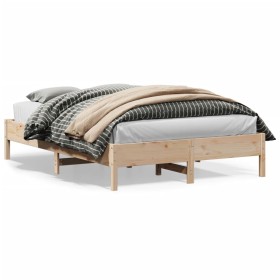 Solid pine wood bed frame 120x200 cm by , Beds and slatted bases - Ref: Foro24-842702, Price: 94,43 €, Discount: %