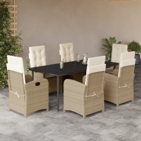 7-teiliges Garten-Esszimmer-Set mit Kissen synthetisches Rattan beige von , Gartensets - Ref: Foro24-3212377, Preis: 998,06 €...