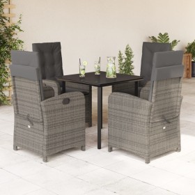 5-teiliges Garten-Esszimmerset mit synthetischen Rattankissen grau von , Gartensets - Ref: Foro24-3212361, Preis: 703,99 €, R...