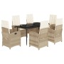 Set comedor de jardín 7 pzas con cojines ratán sintético beige de , Conjuntos de jardín - Ref: Foro24-3212375, Precio: 945,99...