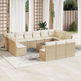 14-teiliges Gartensofa-Set mit beigen synthetischen Rattankissen von , Gartensets - Ref: Foro24-3250237, Preis: 1,00 €, Rabat...