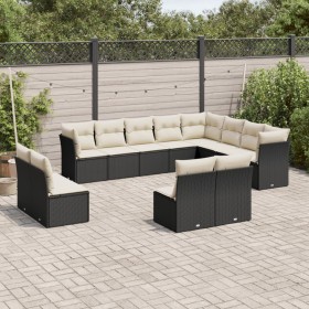 Set Gartensofas 12 Stück Kissen synthetisches Rattan schwarz von , Gartensets - Ref: Foro24-3250305, Preis: 665,99 €, Rabatt: %