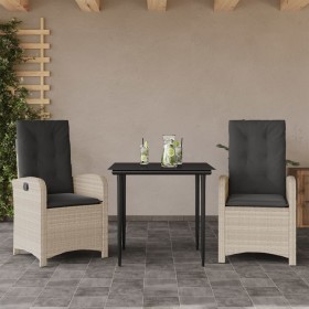 Garten-Essgruppe 3-teilig mit hellgrauen synthetischen Rattankissen von , Gartensets - Ref: Foro24-3212410, Preis: 359,99 €, ...