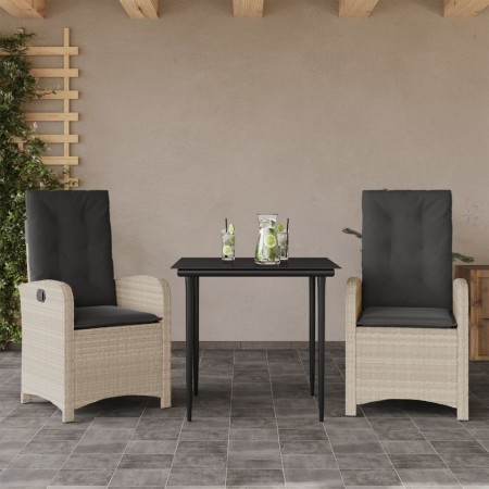 Garden dining set 3 pieces with light gray synthetic rattan cushions by , Garden sets - Ref: Foro24-3212410, Price: 360,00 €,...