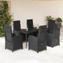 7-teiliges Garten-Essset und schwarze Kissen aus synthetischem Rattan von , Gartensets - Ref: Foro24-3212316, Preis: 958,27 €...