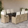 9-teiliges Garten-Esszimmer-Set mit Kissen synthetisches Rattan beige von , Gartensets - Ref: Foro24-3212389, Preis: 1,00 €, ...