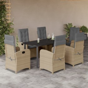 Set comedor de jardín 7 pzas con cojines ratán sintético beige de , Conjuntos de jardín - Ref: Foro24-3212406, Precio: 1,00 €...