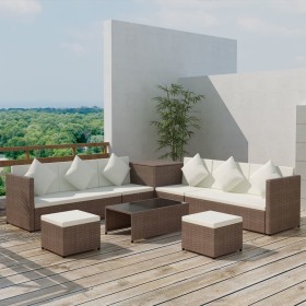 Set of 8-piece garden sofas and brown synthetic rattan cushions by , Garden sets - Ref: Foro24-42994, Price: 632,99 €, Discou...