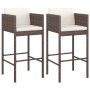 Kitchen bar stools 2 units with brown PE rattan cushions by , Garden chairs - Ref: Foro24-316672, Price: 140,32 €, Discount: %