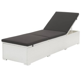 Sonnenliege mit schwarzem Kissen synthetisches Rattan weiß von , Liegen - Ref: Foro24-317107, Preis: 133,71 €, Rabatt: %