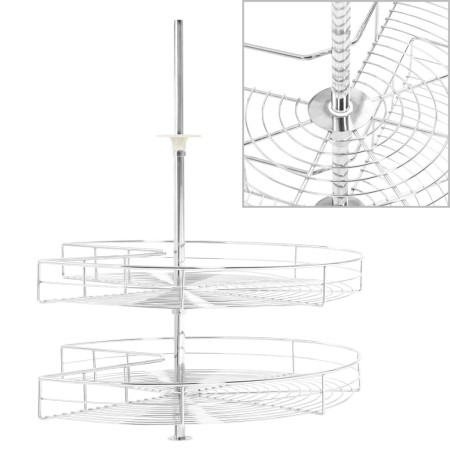 Bandeja cocina alambre 2 niveles plata 270 grados 71x71x80 cm de vidaXL, Contenedores para utensilios de cocina - Ref: Foro24...