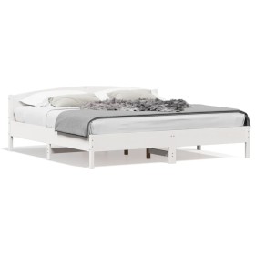 Estructura cama cabecero madera maciza pino blanco 180x200 cm de , Camas y somieres - Ref: Foro24-3216192, Precio: 216,99 €, ...