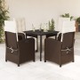 Set comedor de jardín 5 piezas y cojines ratán sintético marrón de , Conjuntos de jardín - Ref: Foro24-3212342, Precio: 602,1...