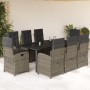 Garden dining set 9 pieces and gray synthetic rattan cushions by , Garden sets - Ref: Foro24-3212368, Price: 1,00 €, Discount: %