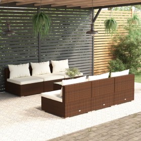 7-piece garden furniture set and brown synthetic rattan cushions by , Garden sets - Ref: Foro24-3101458, Price: 460,99 €, Dis...