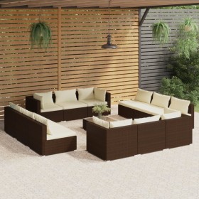 Garden furniture set 13 pieces and brown synthetic rattan cushions by , Garden sets - Ref: Foro24-3101594, Price: 1,00 €, Dis...