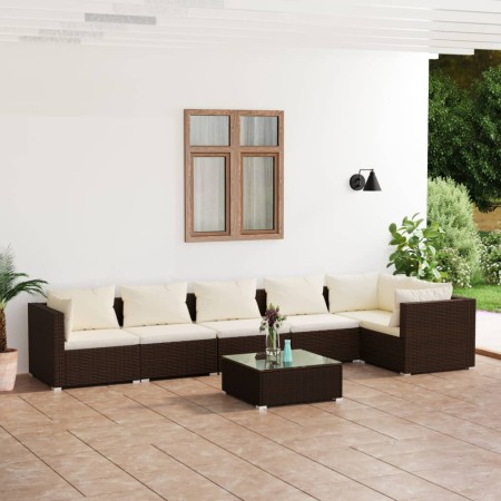 7-teiliges Gartenmöbel-Set und braune synthetische Rattankissen von , Gartensets - Ref: Foro24-3101722, Preis: 459,99 €, Raba...