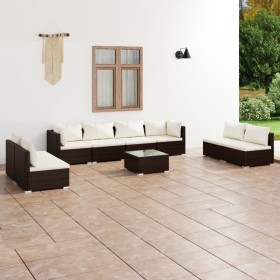 9-piece garden furniture set and brown synthetic rattan cushions by , Garden sets - Ref: Foro24-3102258, Price: 900,17 €, Dis...