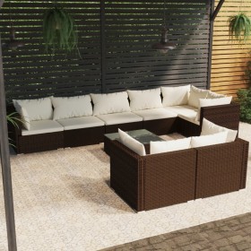 9-teiliges Gartenmöbel-Set und braune synthetische Rattankissen von , Gartensets - Ref: Foro24-3102490, Preis: 808,61 €, Raba...