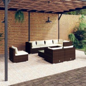 9-piece garden furniture set and brown synthetic rattan cushions by , Garden sets - Ref: Foro24-3102618, Price: 607,99 €, Dis...