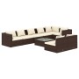 Set muebles de jardín 9 piezas y cojines ratán sintético marrón de , Conjuntos de jardín - Ref: Foro24-3102410, Precio: 664,5...