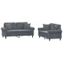 Dark gray velvet 2-piece sofa set with cushions by , Sofas - Ref: Foro24-3202231, Price: 536,57 €, Discount: %